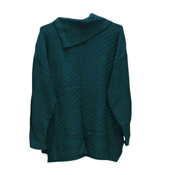 Style Co Plus Size Envelope-Neck Tunic Sweater Tree Green 0X - Picture 3 of 3